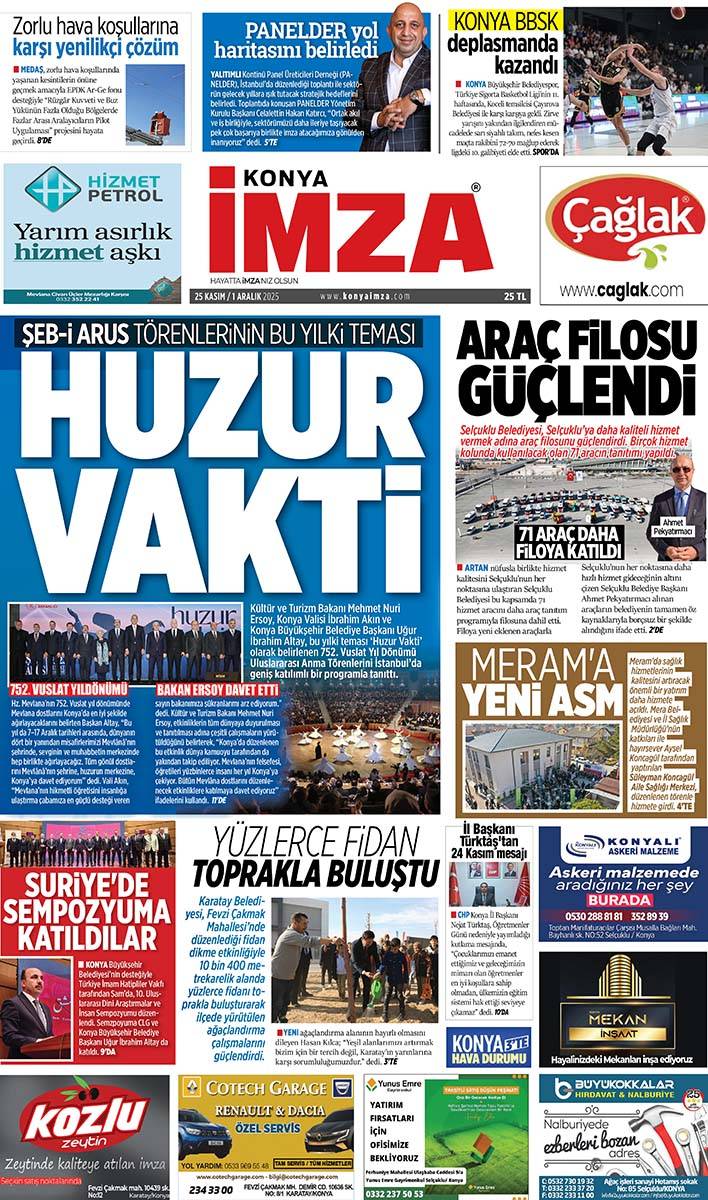 Konya İmza E-GAZETE (25 Kasım / 1 Aralık 2025) 1